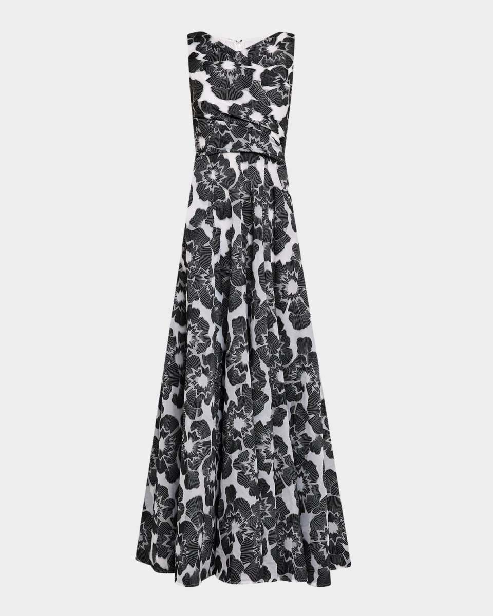 Floral Firecracker Organdi Jacquard Sleeveless Gown